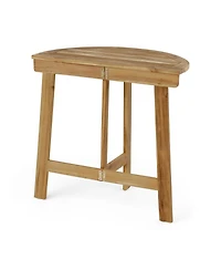 Streamdale Furniture Outdoor Acacia Wood 3 Piece Half Round Folding Bistro Set Natural