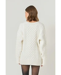 endless rose Women's Oversized Cable Knit Cardigan