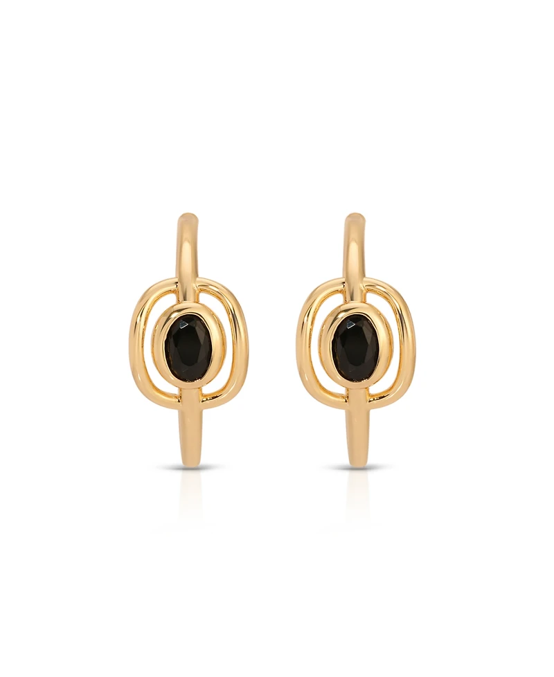 Ettika Gold Plated Crystal Cage Hoop Earrings