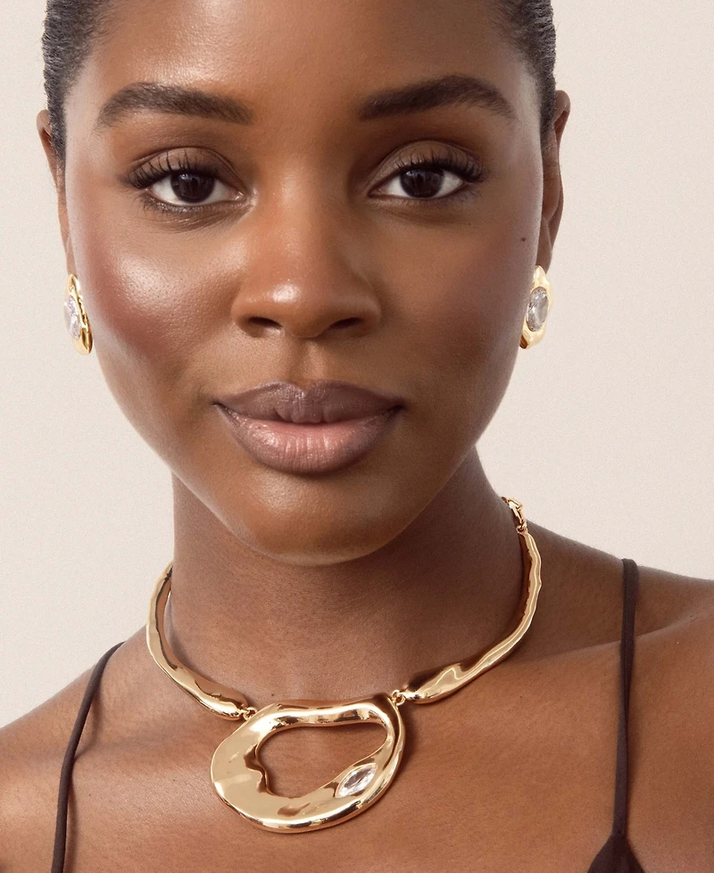 Ettika Gold Plated Molten Marquise Necklace