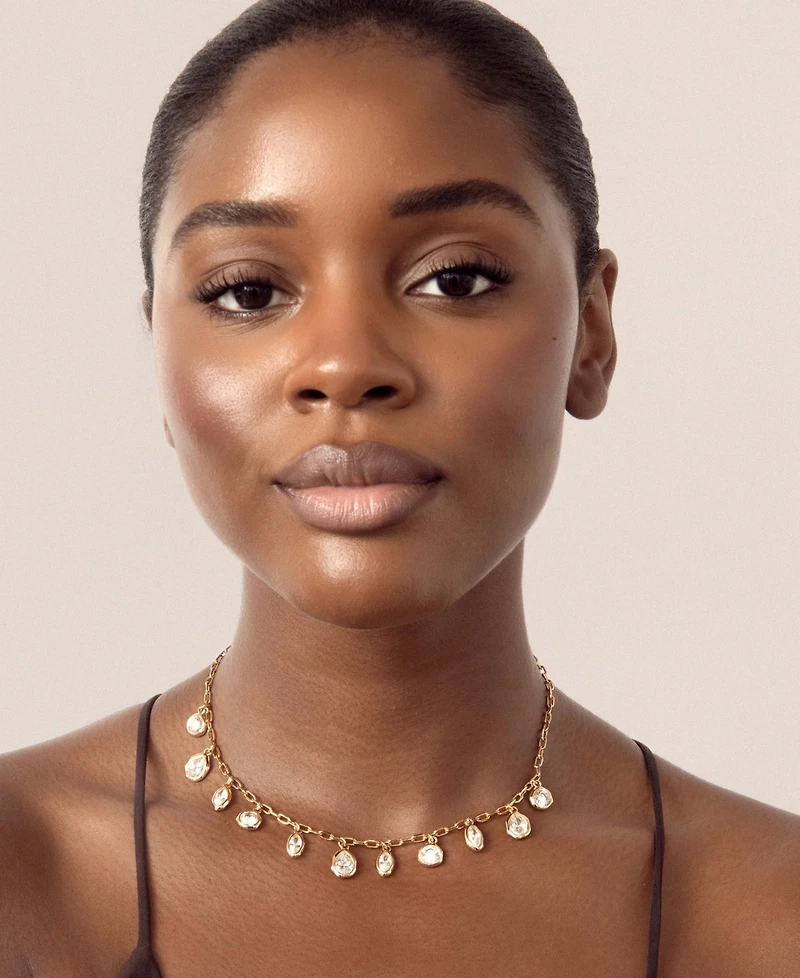 Ettika Gold Plated Liquid Crystal Charm Necklace