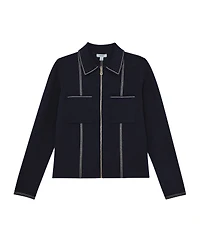 Reiss Women's Stitch-Detail Zip-Through Cardigan Sweater