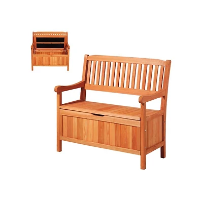 Slickblue 33 Gal Outdoor Wooden Storage Bench with Deck Box Seating