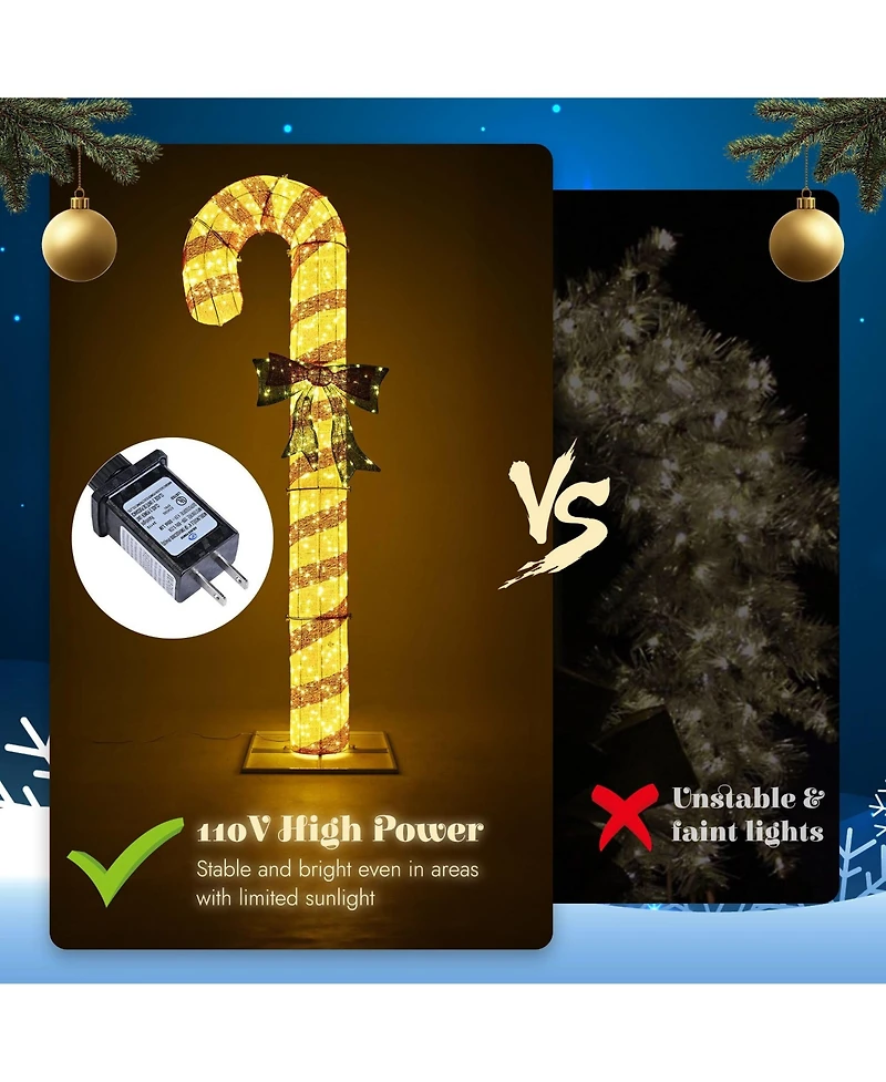 Yescom 8FT Pre-Lit 660LED Christmas Candy Cane Giant 3D Lighted Outdoor Yard Decorations, Holiday Display Large Lighting