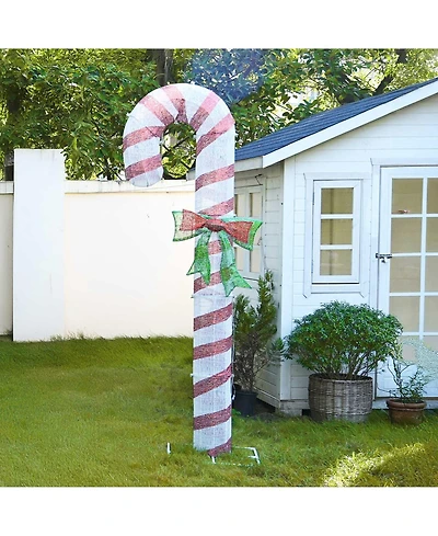 Yescom 8FT Pre-Lit 660LED Christmas Candy Cane Giant 3D Lighted Outdoor Yard Decorations, Holiday Display Large Lighting