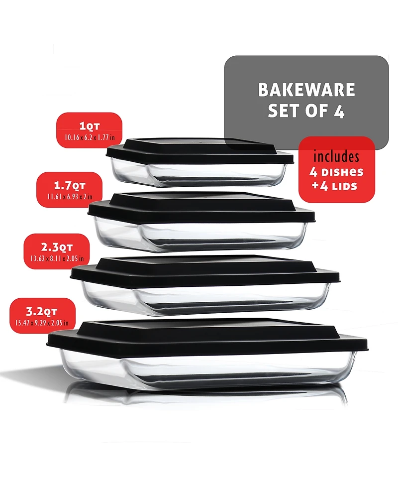 Nestl Casserole 8-Pc. Rectangular Container Set