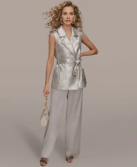 Donna Karan New York Women's Metallic Belted Sleeveless Vest