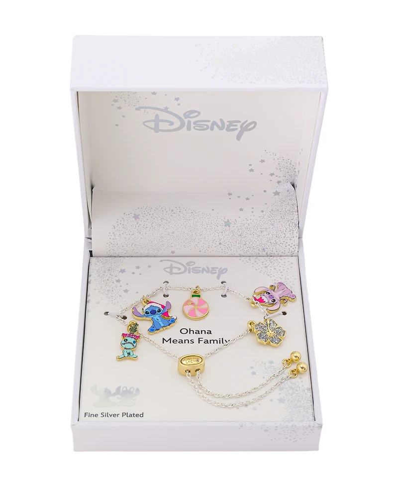 Disney Stitch and Angel Holiday Charm Adjustable Bolo Bracelet