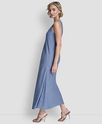 Dkny Women's Linen Panelled V-Neck Midi Dress