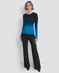 Dkny Women's Long-Sleeve Crewneck Dip Dye Sweater