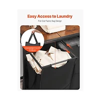 Slickblue Laundry Sorter Cart with 3 Bags, Metal Frame, and Wood Top