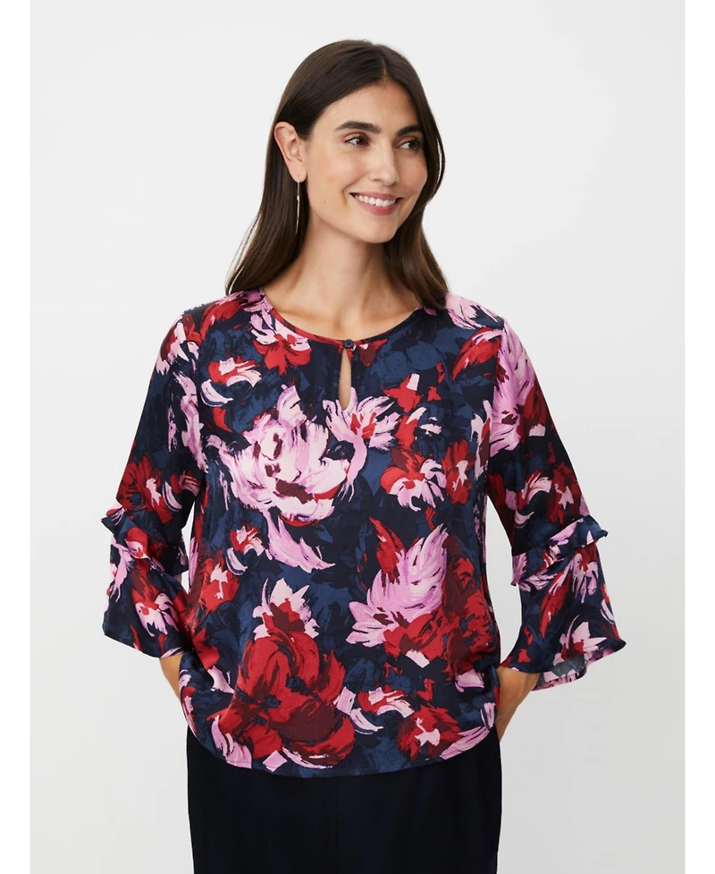Masai Copenhagen Women's MaBimelda Keyhole Detail Floral Top