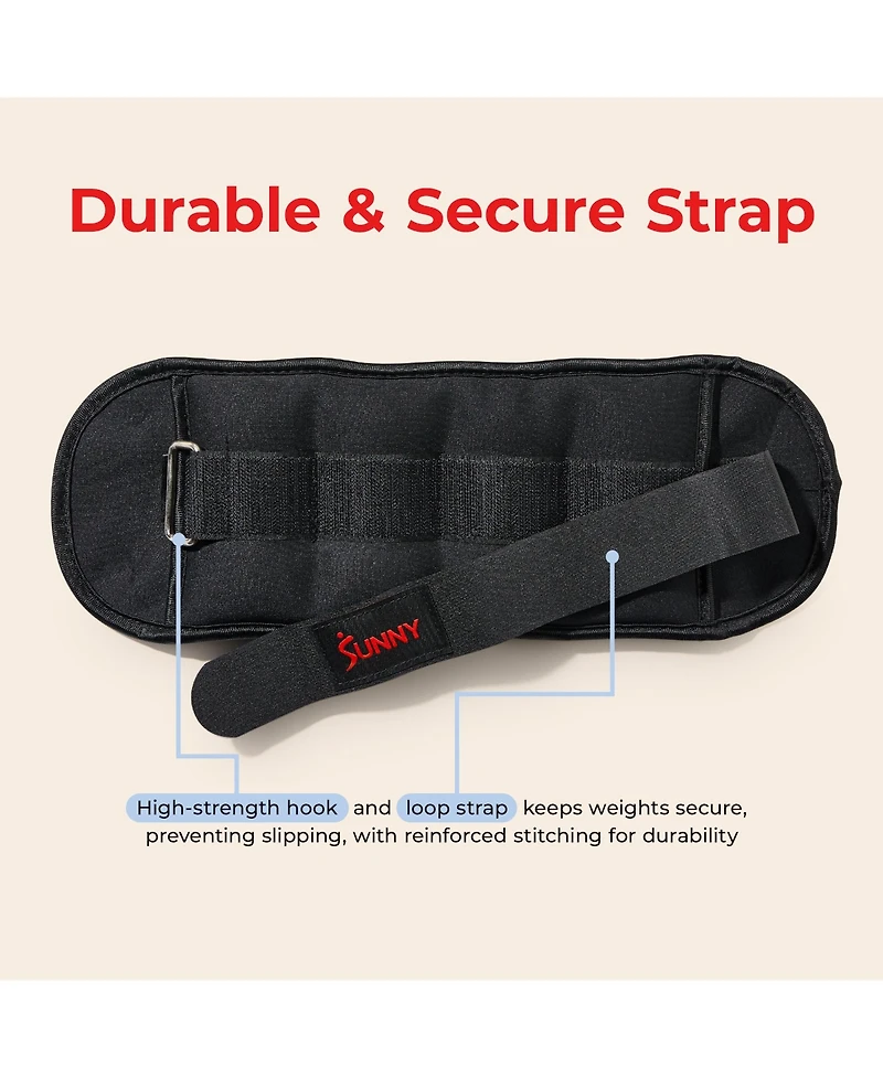 Sunny Health & Fitness Ankle Weights 3 lb, Pair, Black