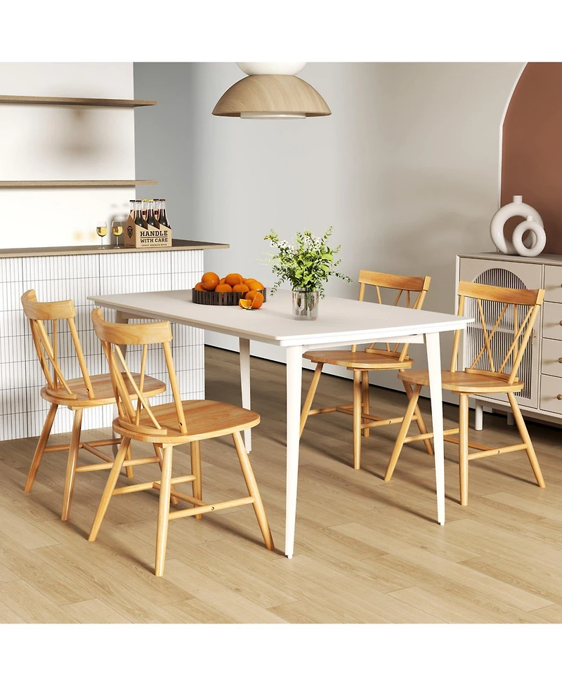 Costway Dining Chairs Farmhouse Kitchen Chair with Rubber Wood Frame