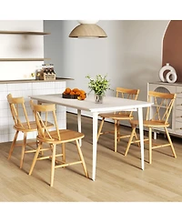 Costway Dining Chairs Farmhouse Kitchen Chair with Rubber Wood Frame