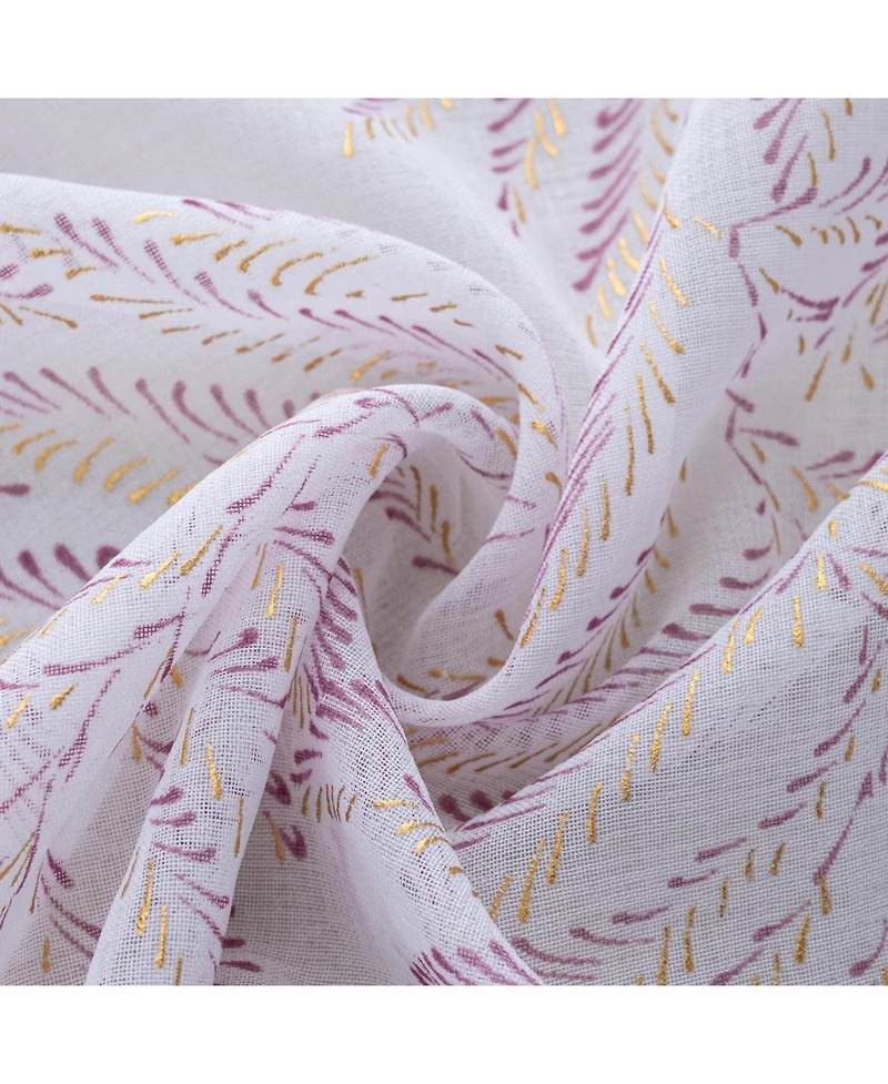 Rt Designers Collection Faye Grommet Metallic Sheer Printed Doily Curtain Panel 54" x Rose