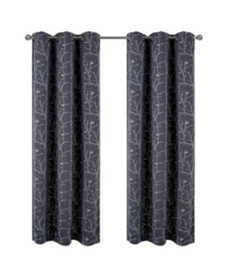 Rt Designer Collection Luciana Embroidered Blackout Luxurious Decorative Grommet Curtain Panel 54 X22 X Charcoal