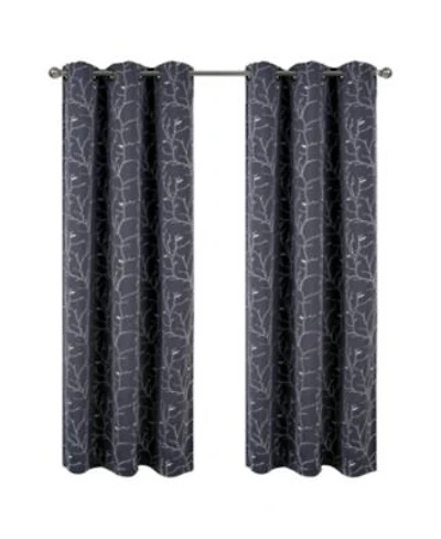 Rt Designer Collection Luciana Embroidered Blackout Luxurious Decorative Grommet Curtain Panel 54 X22 X Charcoal
