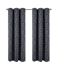 Rt Designer Collection Luciana Embroidered Blackout Luxurious Decorative Grommet Curtain Panel 54 X22 X Charcoal