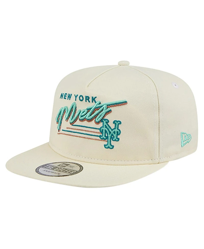 New Era Men's Cream New York Mets Chrome Golfer Adjustable Hat