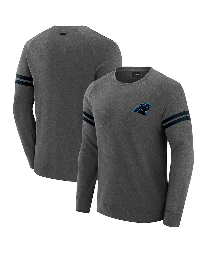 J. Palmer Men's Dark Heather Gray Carolina Panthers Players Lounge Raglan Tri-Blend Sweatshirt