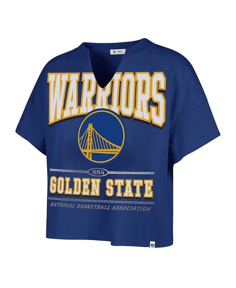 '47 Brand Women's Royal Golden State Warriors Elation Oversized Notch Neck T-Shirt