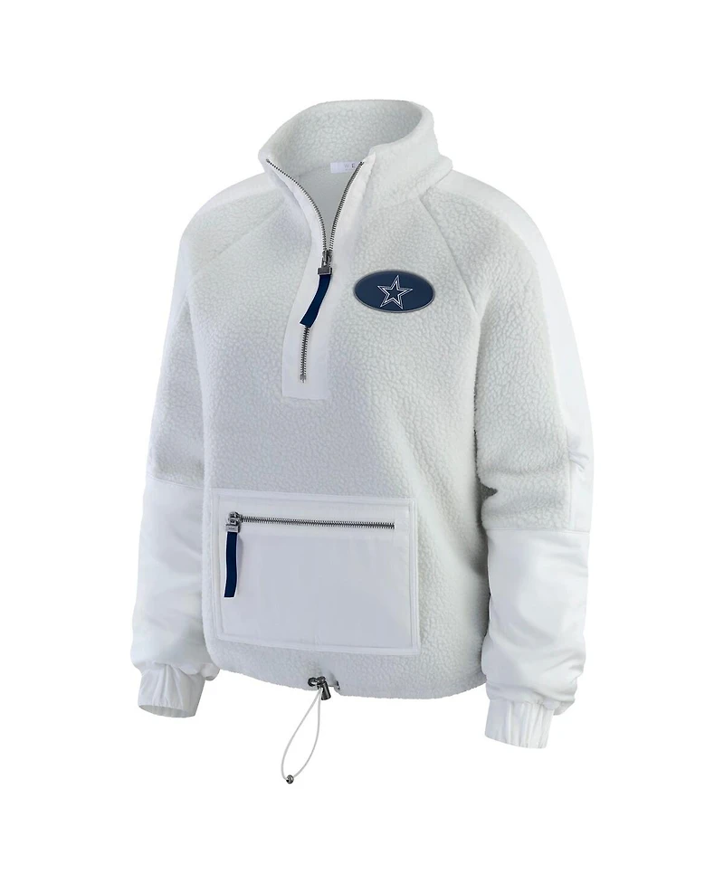 Wear by Erin Andrews Women's White Seattle Seahawks Polar Fleece Half-Zip Jacket