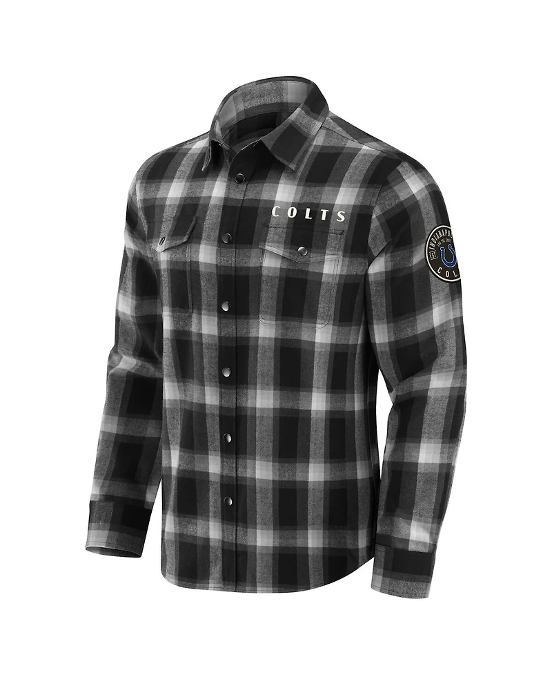 Fanatics Men's Black Indianapolis Colts Flannel Plaid Full-Snap Shirt