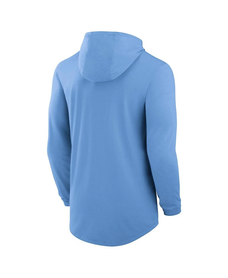 Nike Men's Carolina Blue North Tar Heels Legacy Tri-Blend Dri-fit Long Sleeve Hoodie T-Shirt
