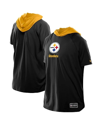 New Era Men's Black Pittsburgh Steelers Combine Authentic Hooded Raglan Short-Sleeve T-Shirt