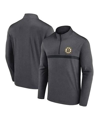 Logo Athletic Men's Heather Charcoal Boston Bruins Head-to-Head Raglan Quarter-Zip Sweatshirt