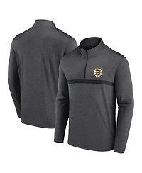 Logo Athletic Men's Heather Charcoal Boston Bruins Head-to-Head Raglan Quarter-Zip Sweatshirt