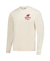 Image One Men's Natural Wisconsin Badgers Comfort Colors Mascot Overlay Long Sleeve T-Shirt