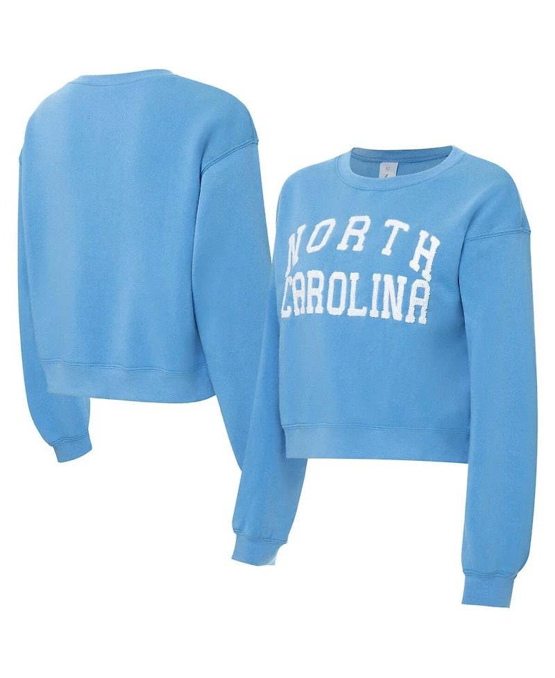 ZooZatz Women's Carolina Blue North Carolina Tar Heels Chenille Cropped Sweatshirt
