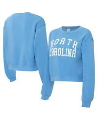 ZooZatz Women's Carolina Blue North Carolina Tar Heels Chenille Cropped Sweatshirt