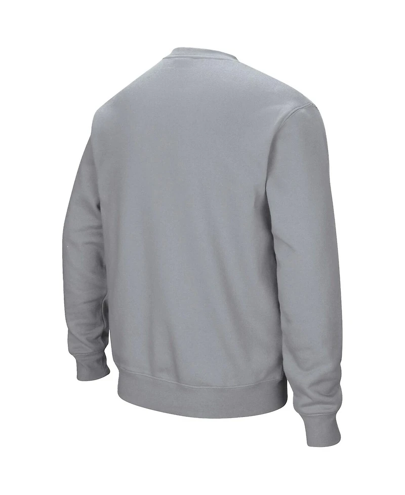 Colosseum Men's Heathered Gray Byu Cougars Team Arch Logo Tackle Twill Pullover Sweatshirt