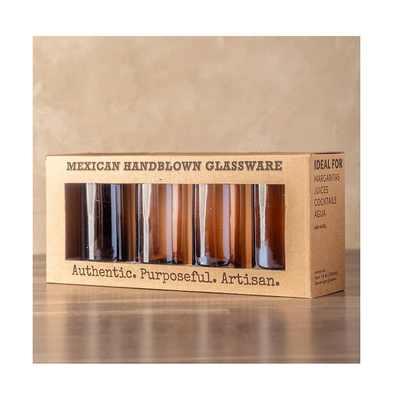 Verve Culture Handblown Glasses Highball Tamarind - Set of 4