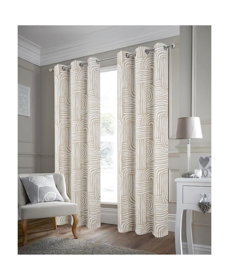 Rt Designer Collection Ashton Prnt 2 Pack Blackout Grommet Luxurious Modern Design Curtain Panel 36" x 84" Taupe