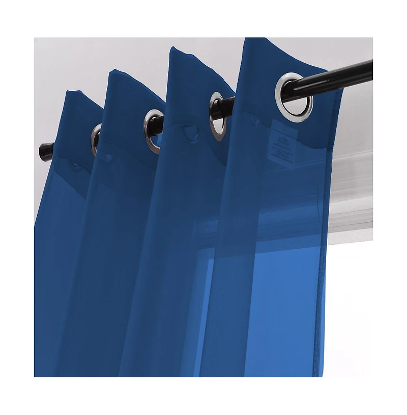 Rt Designers Collection Cara One Sheer Grommet Light Filtering Curtain Panel 54" x 90" Navy