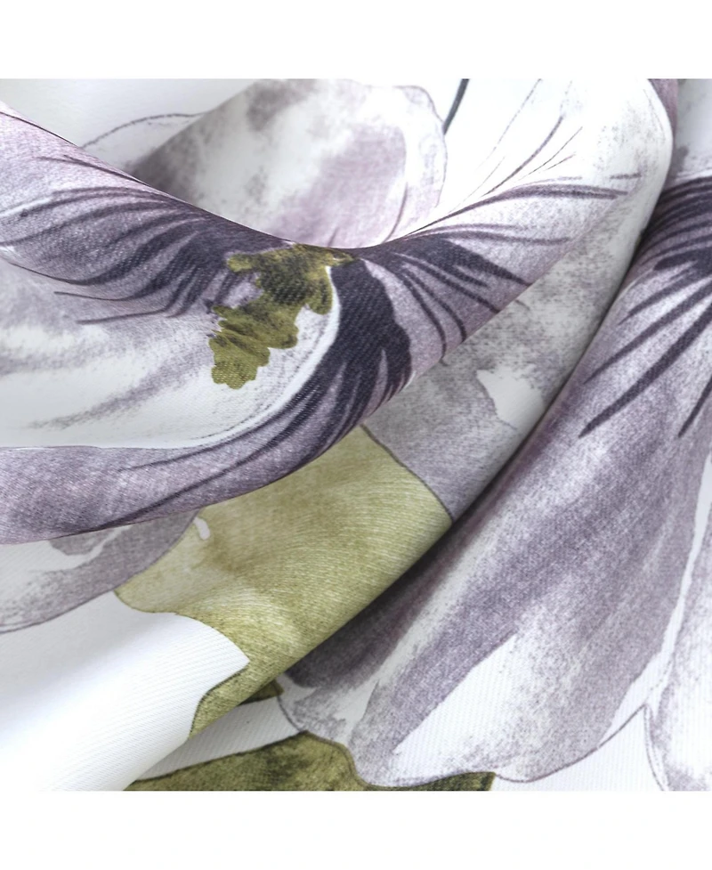 Rt Designer Collection April Printed Blackout Luxurious Decorative Grommet Silver Curtain Panel