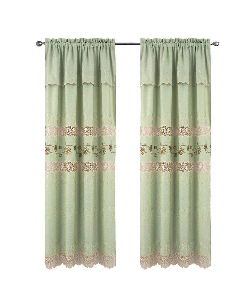 Rt Designer Collection Antonia Macrame Luxurious Decorative Rod Pocket Curtain Panel 54" x 84" Sage