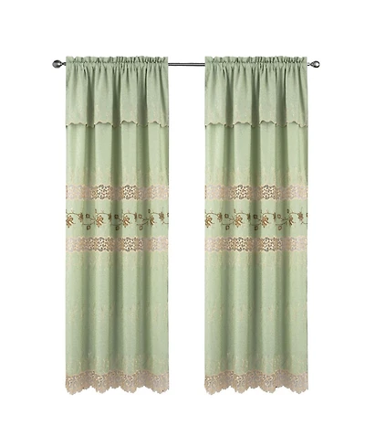 Rt Designer Collection Antonia Macrame Luxurious Decorative Rod Pocket Curtain Panel 54" x 84" Sage