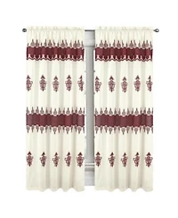 Rt Designers Collection Debbie Macrame Construction 3 X22 Rod Pocket Curtain Panel 54 X22 X 84 X22 Beige Burgundy