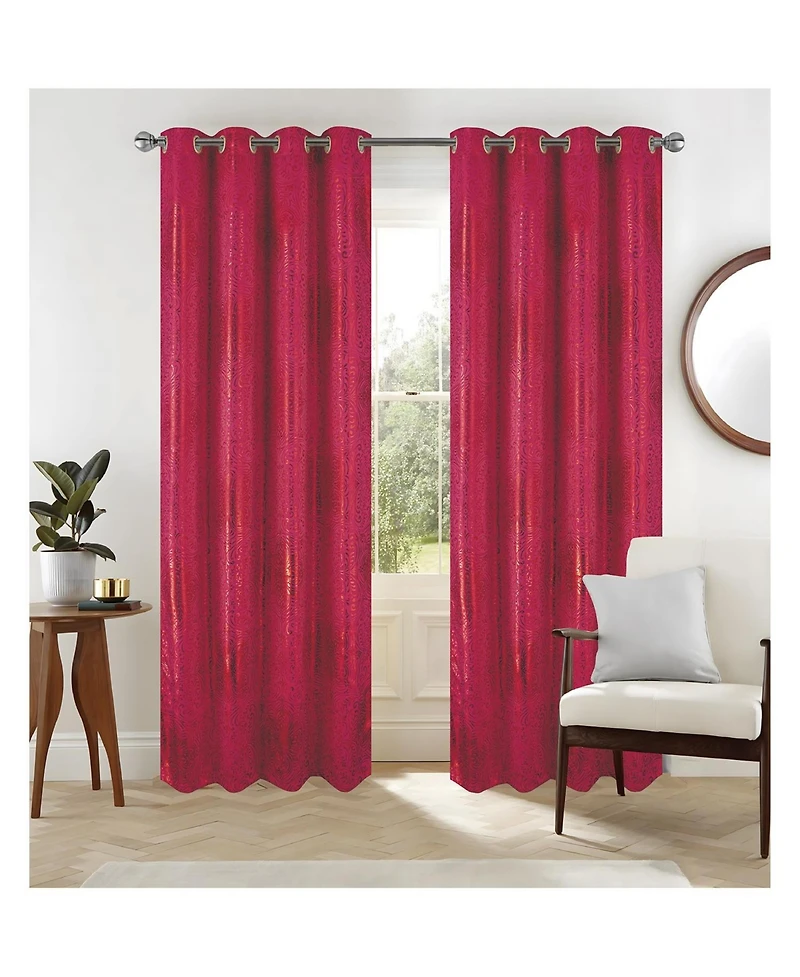 Rt Designer Collection Helena Halo Foil Blackout Luxurious Decorative Grommet Curtain Panel 54" x 90