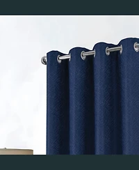 Rt Designer Collection Cassi Shimmer Jacquard Grommet Curtain Panel 54" x 90" Navy Blue
