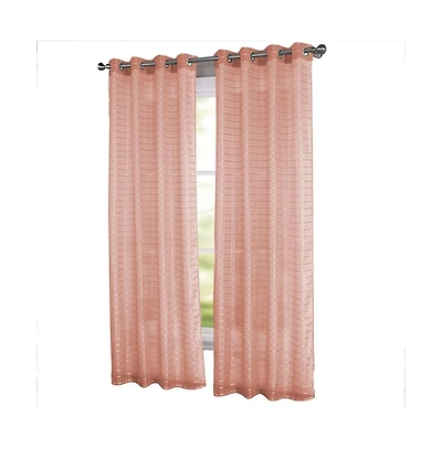 Rt Designers Collection Wanda Box Voile Light Filtering One Grommet Curtain Panel 54" x 90" Blush