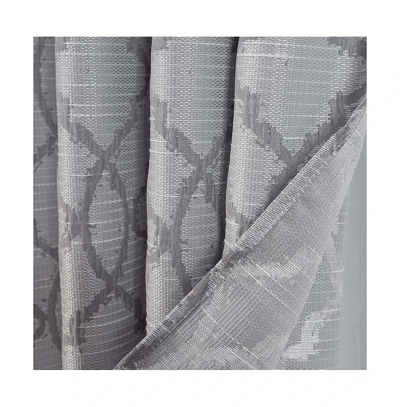 Rt Designers Collection Brookfield Jacquard High Quality Light Filtering Grommet Curtain Panel 54" x 90" Silver