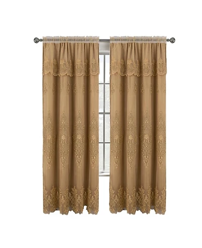 Rt Designers Collection Daisy Embroidery Grommet Curtain Panel With Attached Valance 54" x 84" Gold/Gold