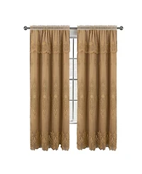 Rt Designers Collection Daisy Embroidery Grommet Curtain Panel With Attached Valance 54" x 84" Gold/Gold