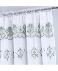 Rt Designers Collection Daisy Embroidery Grommet Curtain Panel With Attached Valance 54" x 84" Ivory/Teal